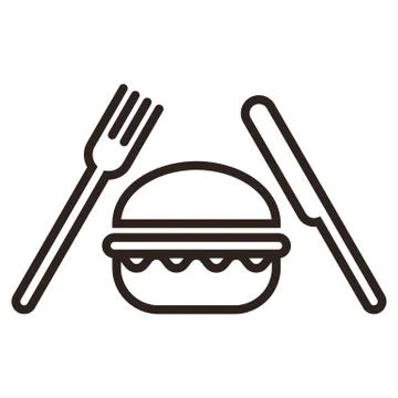 Hamburger, fork and knife Stock Illustration