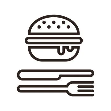 Hamburger, fork and knife Stock Illustration