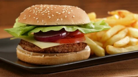 Hamburger with fries 動画素材 82875813