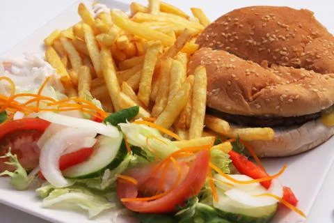 Hamburger fries Stock Photos