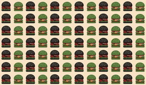 Hamburger green black Pattern Stock Illustration
