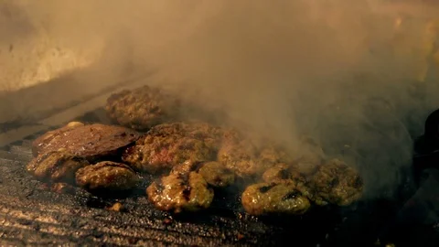 Hamburger on the Grill Stock Footage 103512400