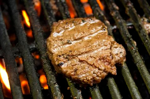 Hamburger Grilling Stock Photos