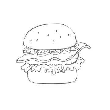 Hamburger hand drawn sketch Stock Illustration