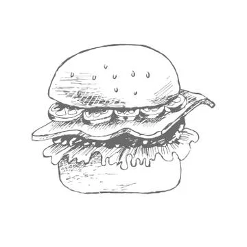 Hamburger hand drawn sketch Stock Illustration