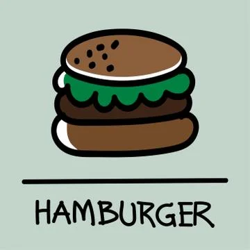 Hamburger hand-drawn style,Vector illustration. Stock Illustration