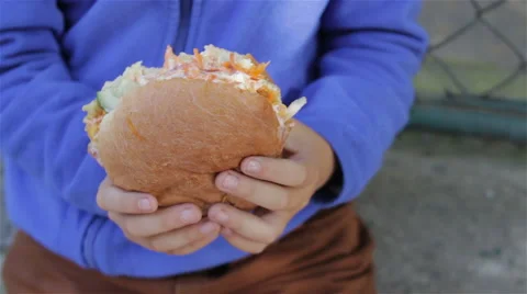 Hamburger in hands Stock Footage 68815620