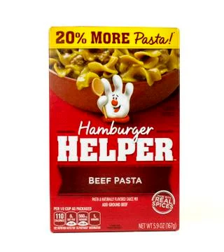 Hamburger Helper package 스톡 사진
