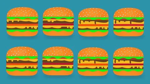 Hamburger icon design illustration set on blue background Stock Illustration