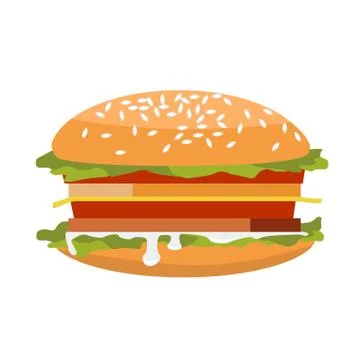 Hamburger icon with flat solid color style vector illustration Stock Illustration