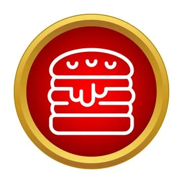 Hamburger icon in red circle with gold border Illustrazione stock