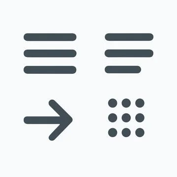 Hamburger Icon Set of menu, arrow, and grid symbols Stock Illustration