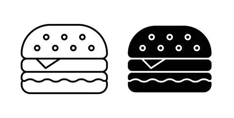 Hamburger icon symbol. Vector illustration pack in black color. Illustrazione stock