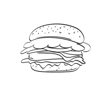 Hamburger illustration vector hand drawn isolated on white background Stock Illustration