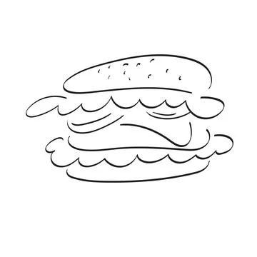 Hamburger illustration vector hand drawn isolated on white background Stock Illustration