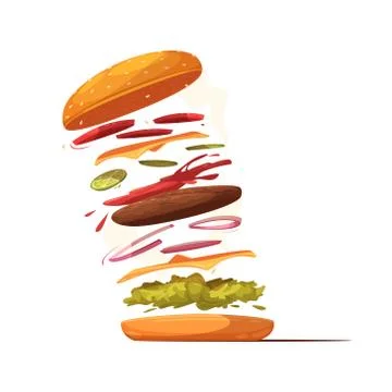 Hamburger Ingredients Design Stock Illustration