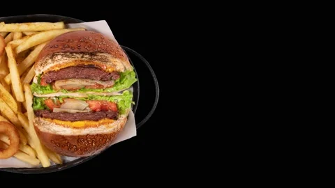 Hamburger on an isolated white background Stock Footage 235418813
