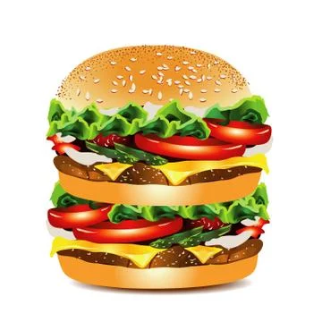 Hamburger isolated on white background Stock Illustration