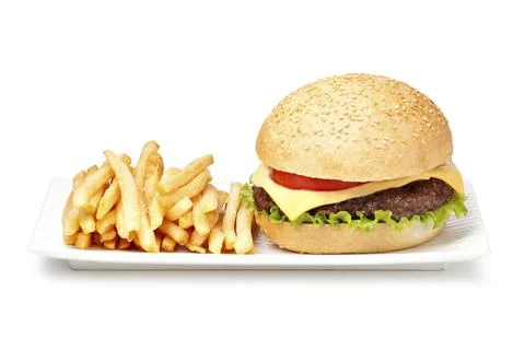 Hamburger isolated on white background Stock Photos