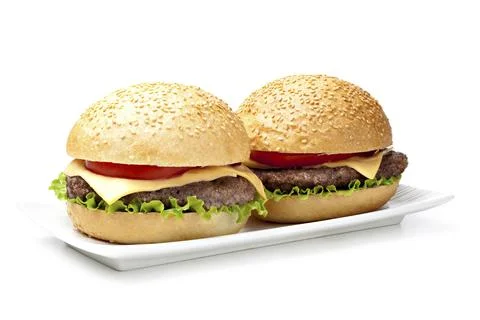 Hamburger isolated on white background Stock Photos