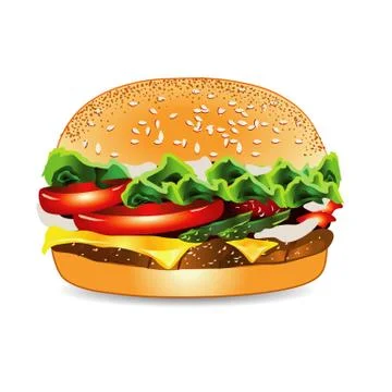 Hamburger isolated on white background. Wall stickers Stock Illustration
