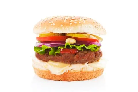Hamburger isolated on white. Stock Photos