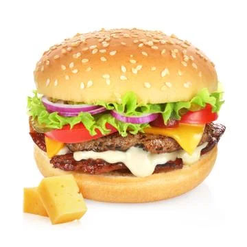 Hamburger isolated on white Stock Photos