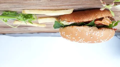 Hamburger, on the left corner. Foto stock