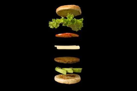 Hamburger levitation Stock Photos