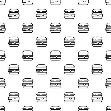 Hamburger line art seamless repeating pattern background Stock Illustration