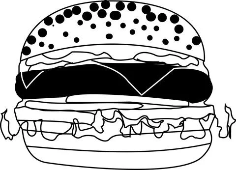 Hamburger Line Art Vector Illustration Stock Illustration