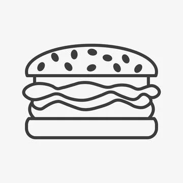 Hamburger line vector icon on white background Stock Illustration