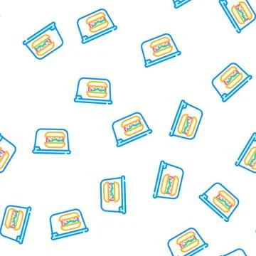 Hamburger lunchbox vector seamless pattern color Stock Illustration