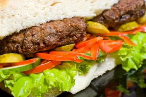 Hamburger, macro Stock Photos