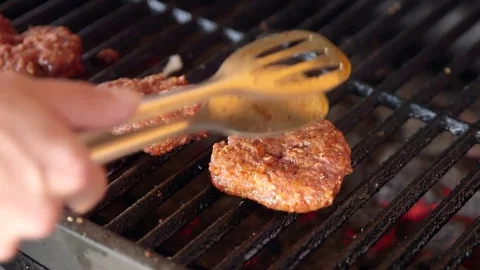 Hamburger meat on grill Stock Footage 78265200