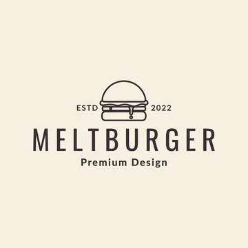 Hamburger melted hipster logo design, vector graphic symbol icon illustrati.. Stock Illustration