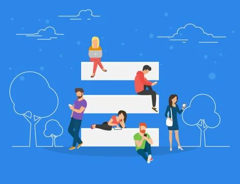 Hamburger menu and on mobile website usage usage concept illustration Stock Illustration