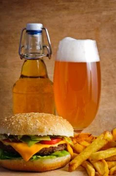 Hamburger menu with beer Stock Photos
