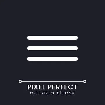 Hamburger menu button pixel perfect white linear ui icon for dark theme 스톡 일러스트