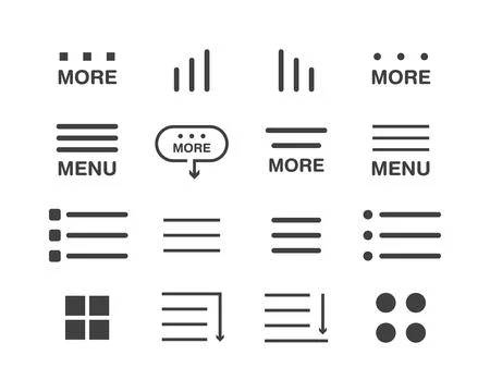 Hamburger menu icon, buttons for website, UI navigation, mobile app, presen.. Stock Illustration