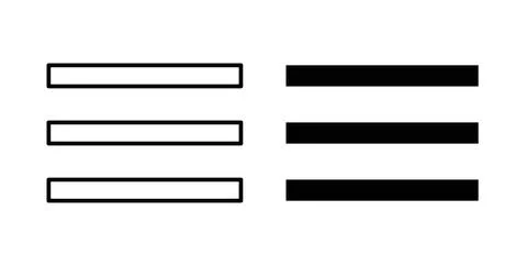 Hamburger menu icon collection in black, Line icons, flat symbols Stock Illustration