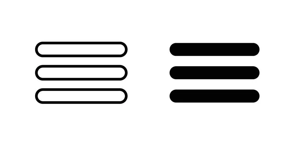 Hamburger menu icon for design projects and web UI Stock Illustration