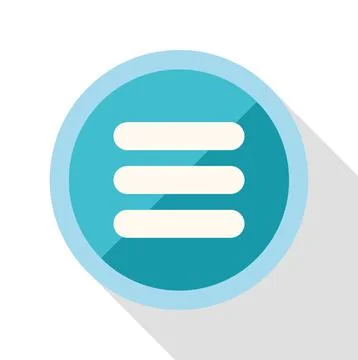 Hamburger menu navigation icon with long shadow Stock Illustration