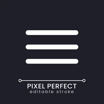 Hamburger menu pixel perfect white linear ui icon for dark theme Stock Illustration