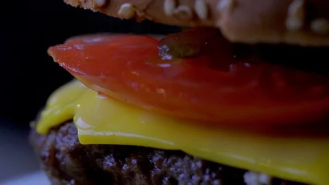 Hamburger, object rotation. An interesting light and color solution. Stock Footage 95328554