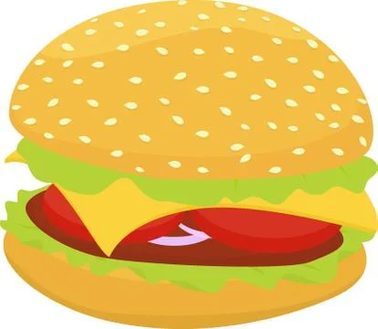 Hamburger or cheeseburger vector icon isolated on white Stock Illustration