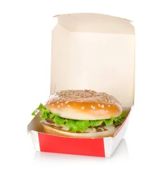 Hamburger in package isolated Stock Photos