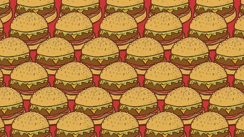 Hamburger Pattern. 4K, 60fps Stock Footage 114193226