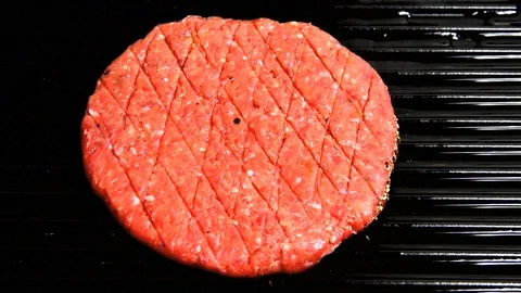 Hamburger Patty on a Grill Stock Footage 102784844