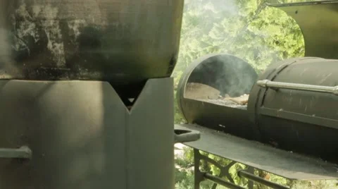 Hamburger patty on the grilling pan with open flames Stock Footage 64285296